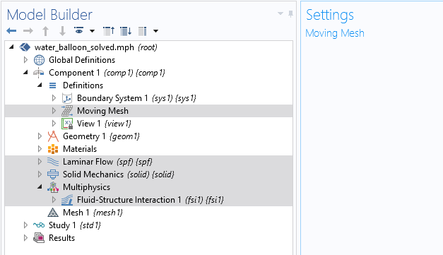COMSOL Multiphysics中的“移動(dòng)網(wǎng)格”設(shè)置的屏幕截圖。